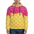 thumbnail image 1 of Balery Red Ice Cream Pattern Mens Hoodie Kangaroo Pocket Hoodie Pullover Hooded Sweatshirt Ideal for Daily Wear Travel and Home-X-Large, 1 of 7