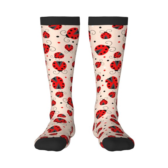 Balery Red Ladybug Printed Novelty Socks Men's Women's Crew Socks Sports Socks Knee High Socks Cotton Socks Quirky and Cool Socks