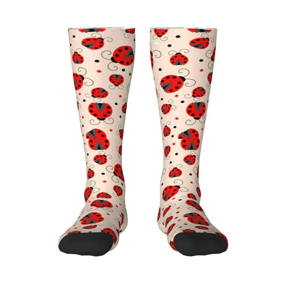 Balery Red Ladybug Printed Novelty Socks Men's Women's Crew Socks Sports Socks Knee High Socks Cotton Socks Quirky and Cool Socks