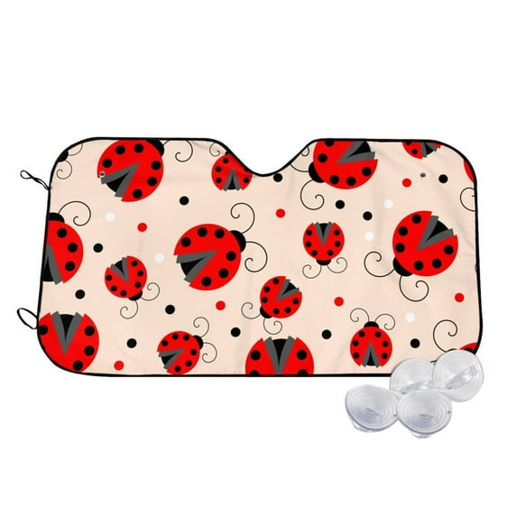 Balery Red Ladybug Windshield Sun Shade, Car Front Window Sunshade Cover ,Automotive Interior Portected Blocks Uv Rays For Car Pickup Truck Suv Accessories- Medium