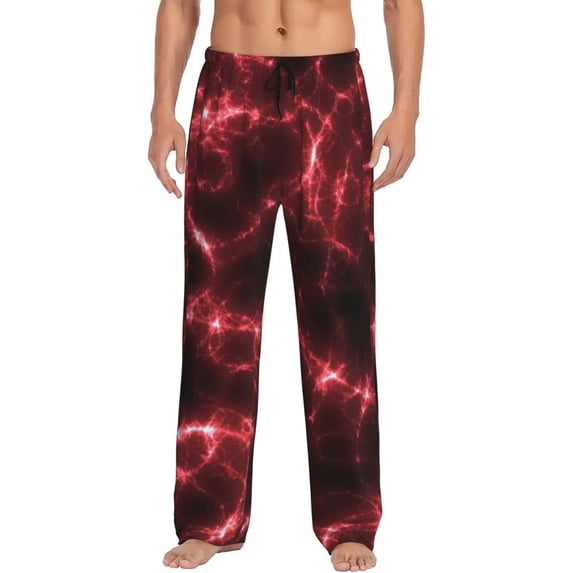 Balery Red Line print Men's Pajama Pants,Ultra Lightweight Pjs,Lounge Pant-Large