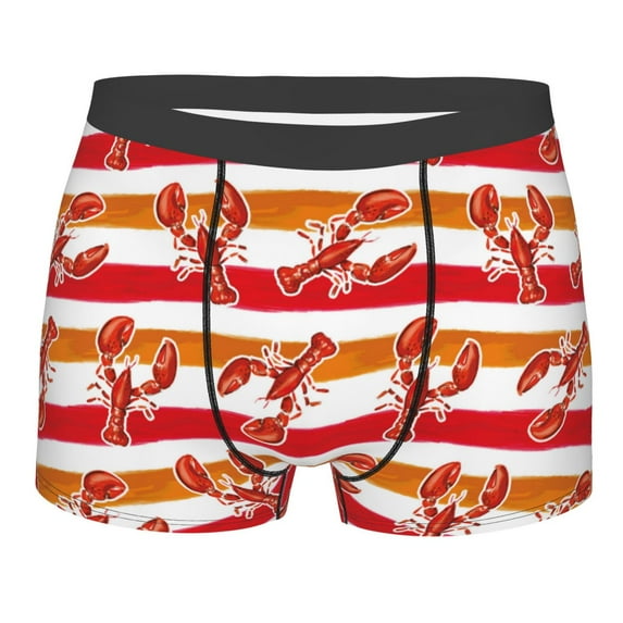 Balery Red Lobster Men's Boxer Briefs, Soft and Breathable Cotton Underwear with nylon Waistband-Small