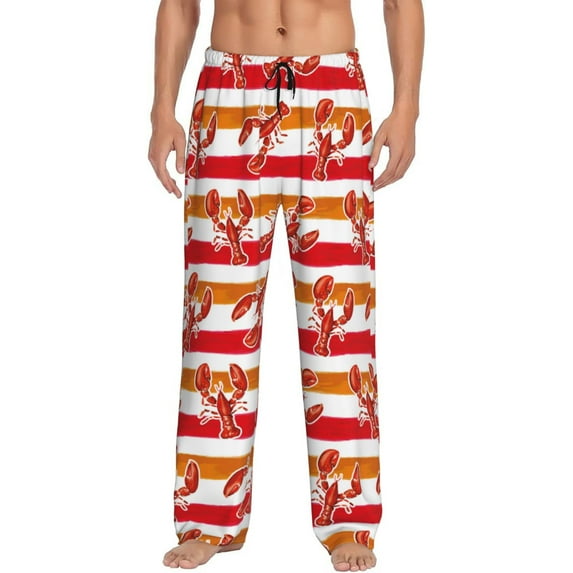 Balery Red Lobster print Men's Pajama Pants,Ultra Lightweight Pjs,Lounge Pant-Small