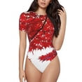 thumbnail image 1 of Balery Red Maple Leaf Women's Short Sleevee Crew Neck Bodysuit Tops Short Sleeve Tops Basic-Medium, 1 of 9