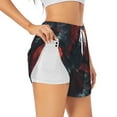 thumbnail image 1 of Balery Red Moon Shark Sailboat Pattern Women's Running Shorts with Liner 2 Pockets Elastic Workout Athletic Gym Yoga Shorts-Small, 1 of 7