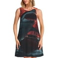 thumbnail image 1 of Balery Red Moon Shark Sailboat Pattern Women’s Summer Dresses – Loose Sleeveless Sundress, Casual and Comfortable Beach Dress for Hot Days, 1 of 7