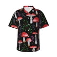 thumbnail image 1 of Balery Red Mushrooms Print Men's Hawaiian Shirts Short Sleeve Beach Shirt Relaxed Fit Vacation Button Down Shirts-Small, 1 of 9