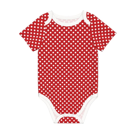 Balery Red Polka Dot Pattern Baby Climbing Clothes Infant Bodysuit Cute Infant Bodysuit Baby Romper-12 Months