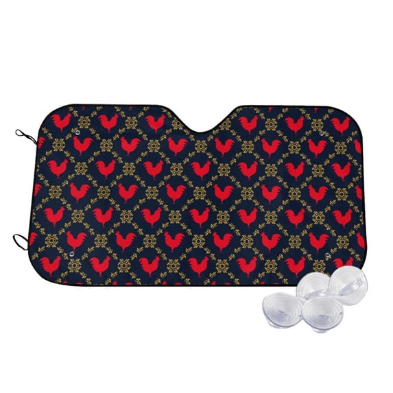 Balery Red Rooster Print Car Windshield Sun Shade,Windshield Sunshade for Car Pickup Truck SUV Accessories-