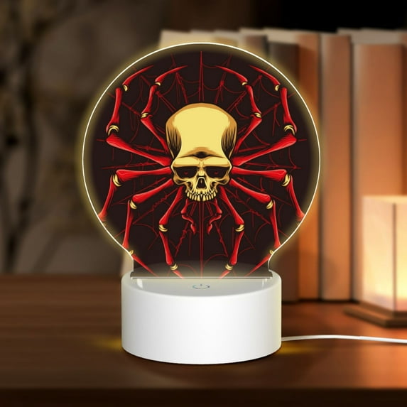 Balery Red Skull Spider Pattern Acrylic Night Light Gift with 3 Color ModesTouch-Sensitive LED Lamp Perfect Gift for Mother's Day, Birthday, or Christmas