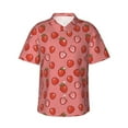 thumbnail image 1 of Balery Red Strawberry Print Men's Hawaiian Shirts Short Sleeve Beach Shirt Relaxed Fit Vacation Button Down Shirts-Large, 1 of 9