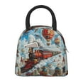 thumbnail image 1 of Balery Red Train Hot Air Balloon Pattern Lunch Bag Women, Lunch Box, Lunch Bag, Small Leakproof Lunch Tote Large Capacity Reusable Insulated Cooler Lunch Container-One Size, 1 of 6