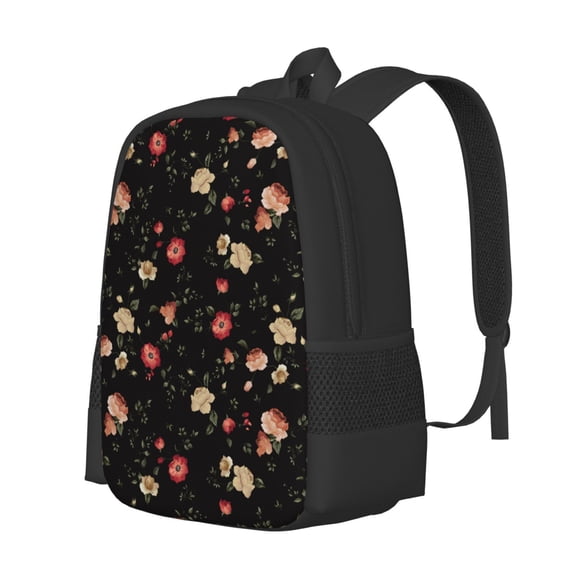 Balery Red White Flowers Backpack for Men and Women - Durable 600D Oxford Cloth -Large Capacity, Water-Resistant School, Travel, and Hiking Bag