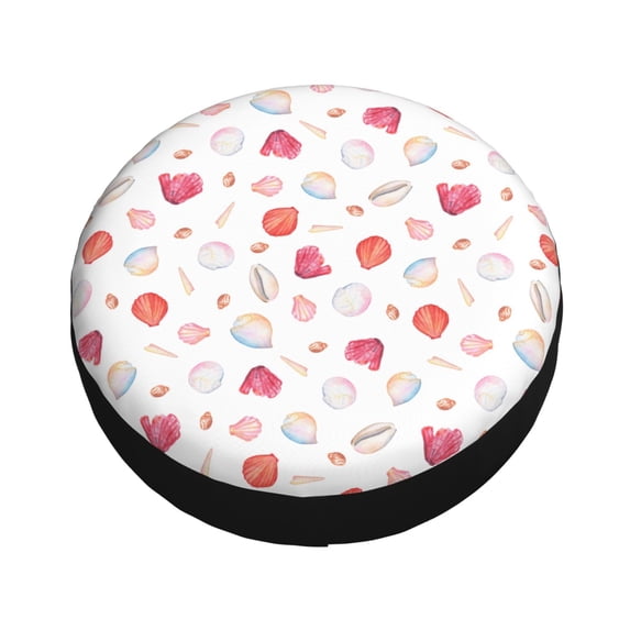 Balery Red coral and scallop seashell Tire Covers - Tough Tire Wheel Protector for Truck, SUV, Trailer, Camper, RV -17 inch