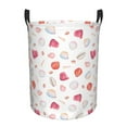 thumbnail image 1 of Balery Red coral and scallop seashell Round Laundry Basket with Handles Waterproof Freestanding Laundry Hamper for Clothes Toys in the Dorm and Family-Small, 1 of 8
