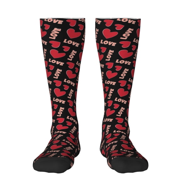 Balery Red heart and love Printed Novelty Socks Men's Women's Crew Socks Sports Socks Knee High Socks Cotton Socks Quirky and Cool Socks
