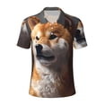 thumbnail image 1 of Balery Regal Shiba Inu Printed Men’s Short Sleeve Polo Shirt, Midweight Men's Shirt,Golf Polo shirts -Small, 1 of 8