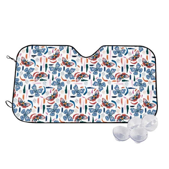 Balery Retro Butterfly Print Car Windshield Sun Shade,Windshield Sunshade for Car Pickup Truck SUV Accessories-Medium