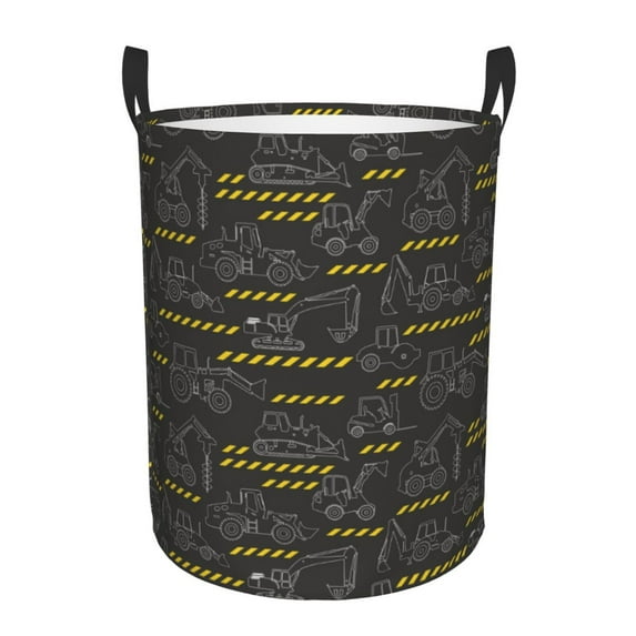 Balery Retro Excavator Round Laundry Basket with Handles Waterproof Freestanding Laundry Hamper for Clothes Toys in the Dorm and Family-Small