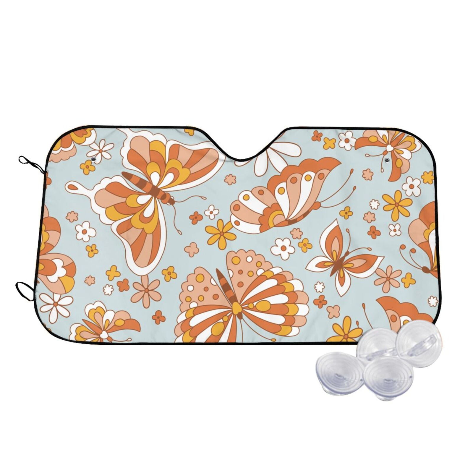 Geometric Floral Winter-Sky Blue Car Sun Shade 55