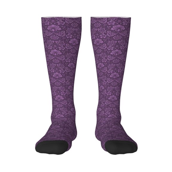 Balery Retro Florals Purple Fun Novelty Socks Men'S Women'S Crew Socks Funny Crazy Novelty Socks Quirky And Cool Socks