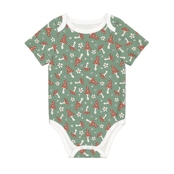 Balery Retro Hippie Groovy Mushroom Pattern Baby Climbing Clothes Infant Bodysuit Cute Infant Bodysuit Baby Romper-18 Months