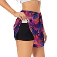 thumbnail image 1 of Balery Retro Palms Pattern Women's Running Shorts with Liner 2 Pockets Elastic Workout Athletic Gym Yoga Shorts-Small, 1 of 7