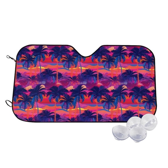 Balery Retro Palms Print Car Windshield Sun Shade,Windshield Sunshade for Car Pickup Truck SUV Accessories-