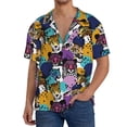 thumbnail image 1 of Balery Retro Panther Men's Casual Button Down Shirt Short Sleeve Textured Summer Cuban Beach Shirts-Small, 1 of 7