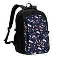 thumbnail image 1 of Balery Retro Rabbit Flower Print USB Charging Backpack for Men and Women - Water-Resistant, Anti-Theft Laptop Backpack with USB Port for Travel, Work, School, and College, 1 of 7