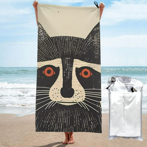 Balery Retro Raccoon Graphic Print Print Towels - Luxurious Jumbo Bath Sheet - Highly Absorbent and Quick Dry Extra Large Bath Towel - Super Soft Hotel Quality Towel-