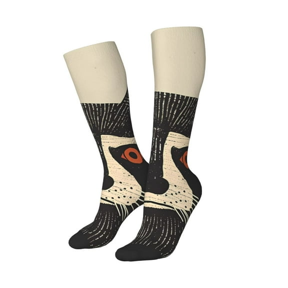 Balery Retro Raccoon Graphic Print Printed Novelty Socks Men's Women's Crew Socks Sports Socks Knee High Socks Cotton Socks Quirky and Cool Socks