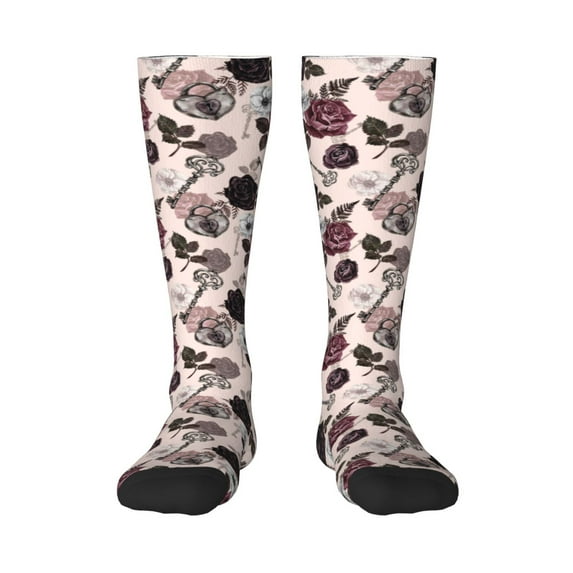 Balery Retro Red Black Roses Fun Novelty Socks Men'S Women'S Crew Socks Funny Crazy Novelty Socks Quirky And Cool Socks