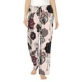 thumbnail image 1 of Balery Retro Red Black Roses print Women's Pajama Pants,Ultra Lightweight Pjs,Lounge Pant-Medium, 1 of 9