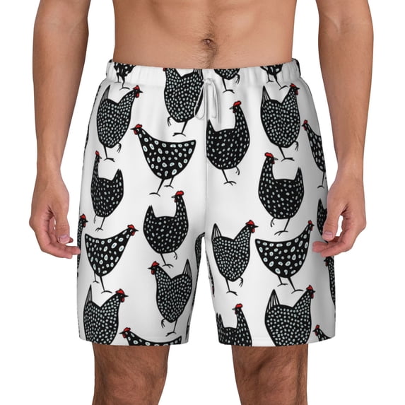 Balery Retro Rooster Mens Swim Trunks Swim Shorts for Men Quick Dry Inseam Beach Shorts with Compression Liner Pocket-XX-Large