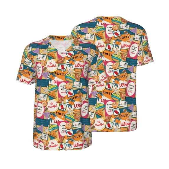 Balery Retro Summer Stamp Baseball Jersey for Men Casual Button Down Shirts Short Sleeve Active Team Sports Uniform-Medium
