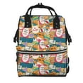 thumbnail image 1 of Balery Retro Summer Stamp Mummy Backpack - Waterproof Twill Canvas, Large Capacity Diaper Bag with Multiple Pockets and Adjustable Straps, 1 of 6