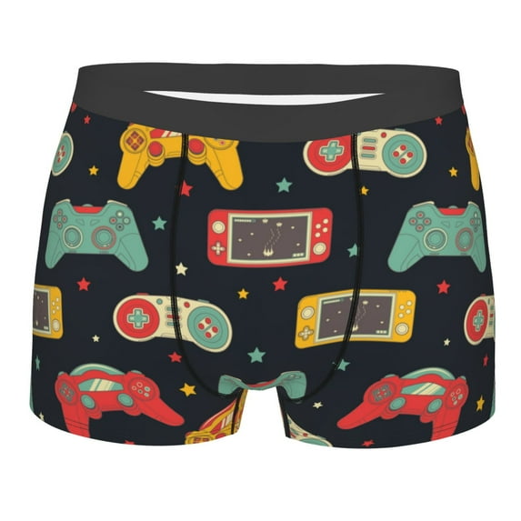 Balery Retro Video Game Men's Boxer Briefs, Soft and Breathable Cotton Underwear with nylon Waistband-Large