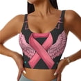 thumbnail image 1 of Balery Ribbon With Angel Wings Pattern Racerback Sports Bras for Women - Padded Seamless High Impact Support for Yoga Gym Workout Fitness-Medium, 1 of 8
