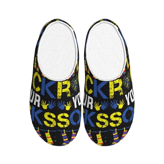 Balery Rock Your Socks Pattern Women's Fuzzy Memory Foam Slippers Fluffy Winter House Shoes Indoor and Outdoor-40/41