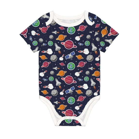 Balery Rocket Satellite Pattern Baby Climbing Clothes Infant Bodysuit Cute Infant Bodysuit Baby Romper-3 Months