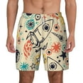 thumbnail image 1 of Balery Rockets Mens Swim Trunks Swim Shorts for Men Quick Dry Inseam Beach Shorts with Compression Liner Pocket-Large, 1 of 9