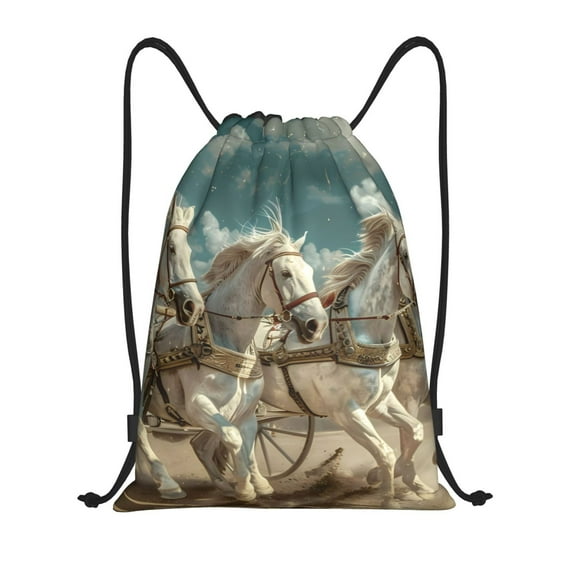 Balery Roman Chariot Horse Race Pattern Drawstring Backpack Bag Sport ...