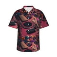 Balery Romantic Heart Guitar Print Men's Hawaiian Shirts Short Sleeve