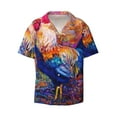 thumbnail image 1 of Balery Rooster Oil Painting Men's Casual Button Down Shirt Short Sleeve Textured Summer Cuban Beach Shirts-Medium, 1 of 7