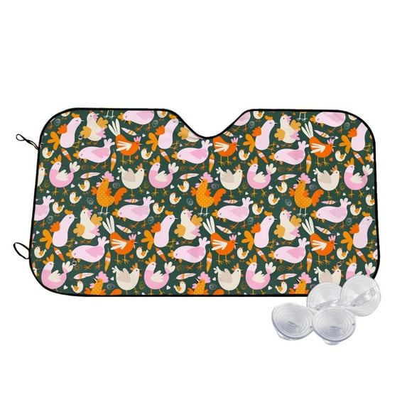 Balery Roosters and Chicks Print Car Windshield Sun Shade,Windshield Sunshade for Car Pickup Truck SUV Accessories-Medium