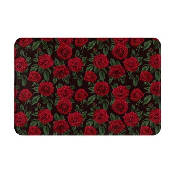 Balery Rose Doormat, Durable Flannel Fabric, Waterproof Stain and Fade Resistant, Low Profile,Indoor Outdoor Door Mats, Easy Clean Patio Entrance Mat, 16x24in