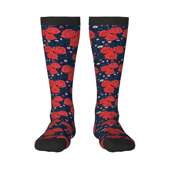 Balery Rose Flower Printed Novelty Socks Men's Women's Crew Socks Sports Socks Knee High Socks Cotton Socks Quirky and Cool Socks