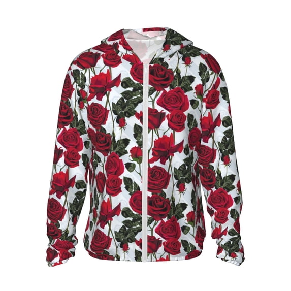 Balery Rose Flowers Men's Women's UPF 50+ Sun Protection Lightweight Hoodie Performance Long Sleeve Shirt for Fishing Running-