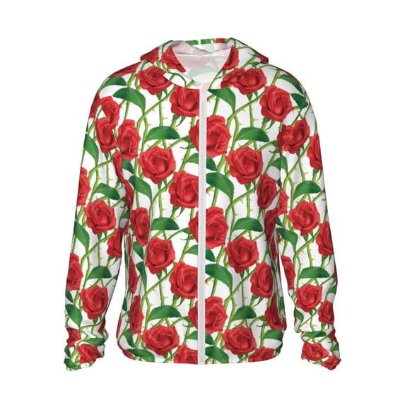 Balery Rose Flowers Men's Women's UPF 50+ Sun Protection Lightweight Hoodie Performance Long Sleeve Shirt for Fishing Running-